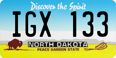 ND license plate IGX133