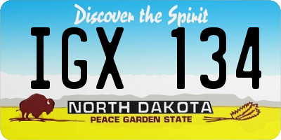 ND license plate IGX134