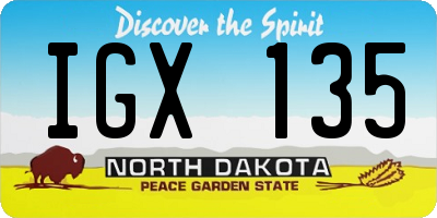 ND license plate IGX135
