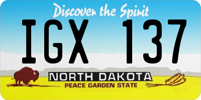 ND license plate IGX137