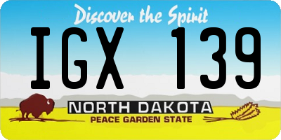 ND license plate IGX139