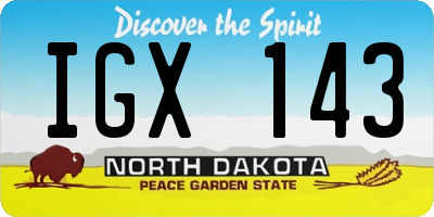 ND license plate IGX143