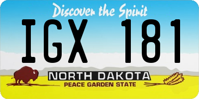 ND license plate IGX181