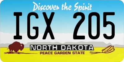 ND license plate IGX205