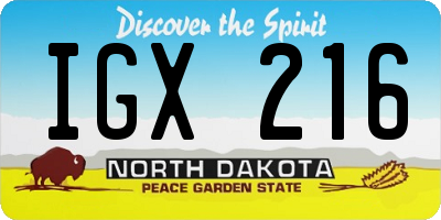 ND license plate IGX216