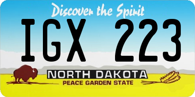ND license plate IGX223