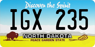ND license plate IGX235