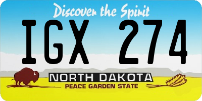 ND license plate IGX274