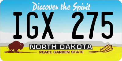 ND license plate IGX275
