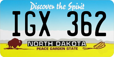 ND license plate IGX362