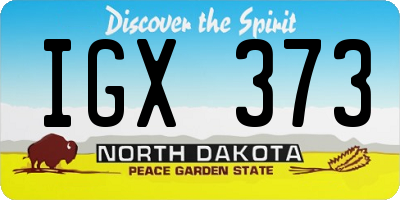 ND license plate IGX373