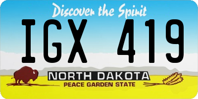ND license plate IGX419