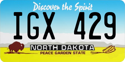 ND license plate IGX429