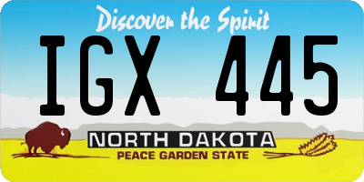 ND license plate IGX445