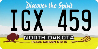 ND license plate IGX459