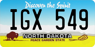 ND license plate IGX549