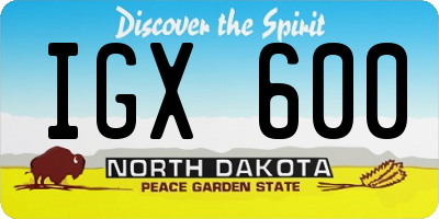 ND license plate IGX600