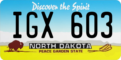 ND license plate IGX603