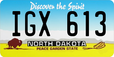 ND license plate IGX613