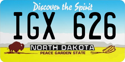ND license plate IGX626