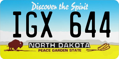 ND license plate IGX644