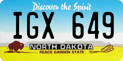 ND license plate IGX649