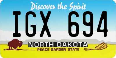ND license plate IGX694