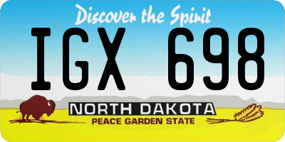 ND license plate IGX698
