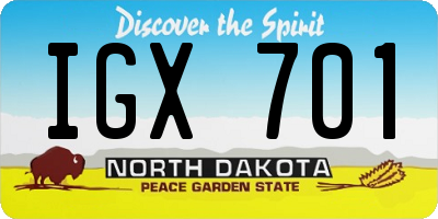 ND license plate IGX701
