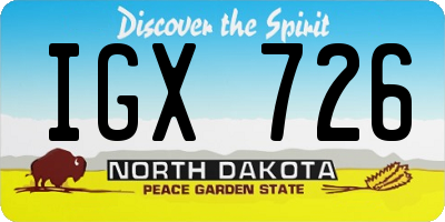 ND license plate IGX726