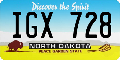 ND license plate IGX728