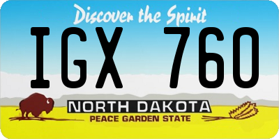 ND license plate IGX760