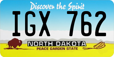 ND license plate IGX762