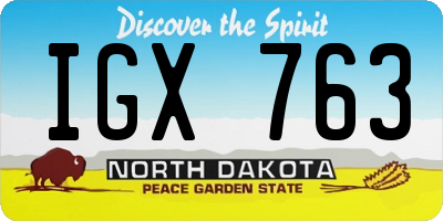 ND license plate IGX763