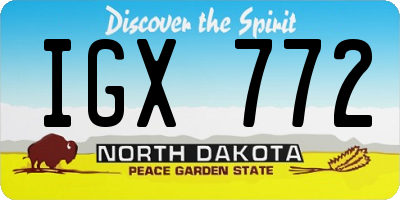 ND license plate IGX772