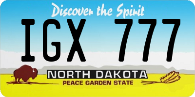 ND license plate IGX777