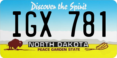 ND license plate IGX781