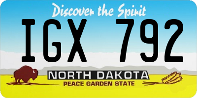ND license plate IGX792