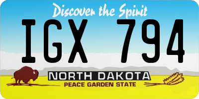 ND license plate IGX794