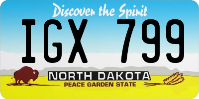 ND license plate IGX799
