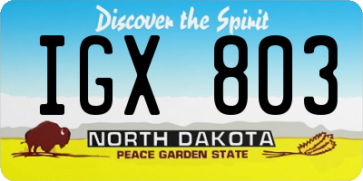 ND license plate IGX803