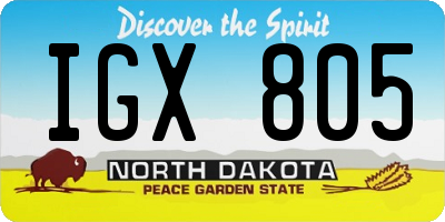 ND license plate IGX805