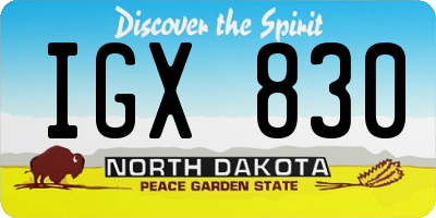 ND license plate IGX830