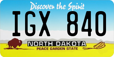 ND license plate IGX840