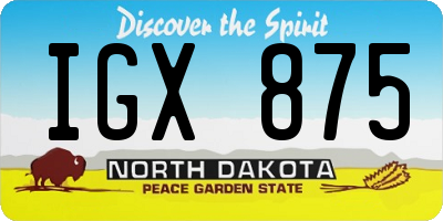 ND license plate IGX875
