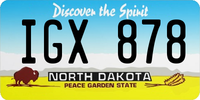 ND license plate IGX878