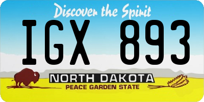 ND license plate IGX893