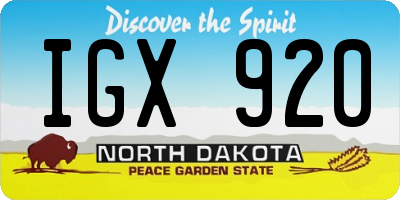 ND license plate IGX920