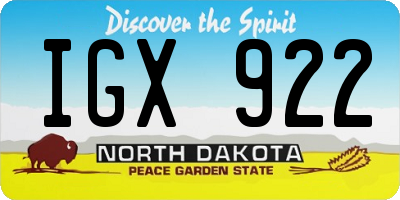 ND license plate IGX922