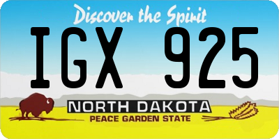 ND license plate IGX925